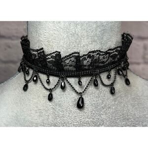 Handmade Dark Victorian Gothic Lace and Bead Choker